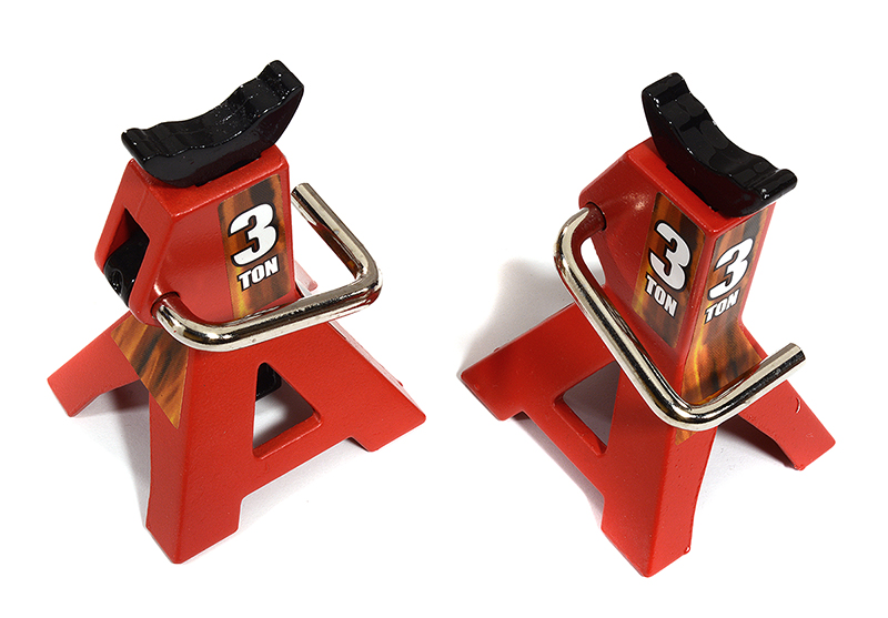 C30080RED Realistic Model 3 Ton Jack Stands (2) for 1/10, 1/8 Scale & Rock Crawler - Image 1