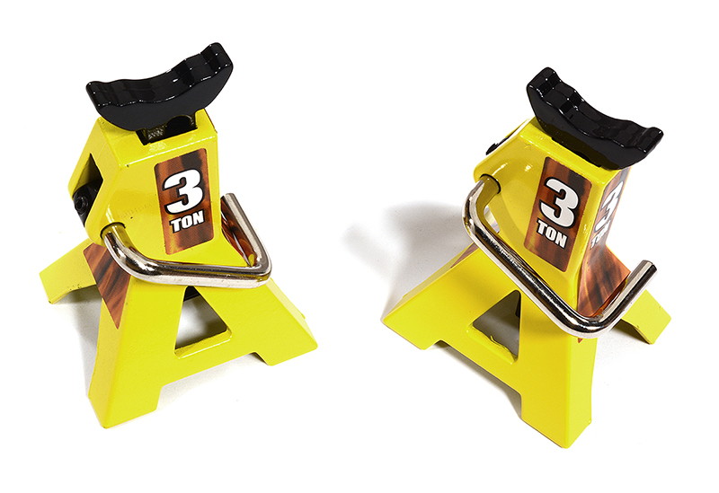 C30080YELLOW Realistic Model 3 Ton Jack Stands (2) for 1/10, 1/8 Scale & Rock Crawler - Image 1