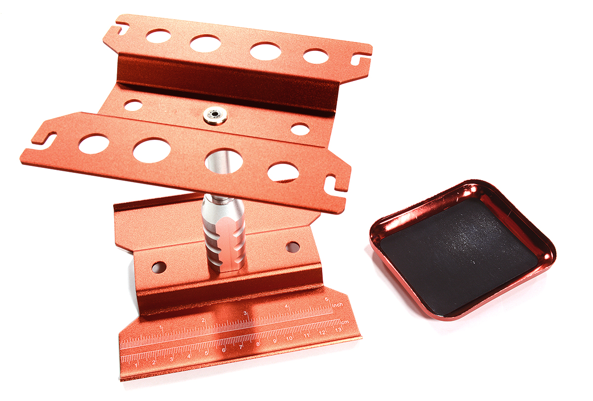 C30308RED Universal Car Stand Workstation (140x120x145mm) w/ Magnetic Parts Storage Tray - Image 1