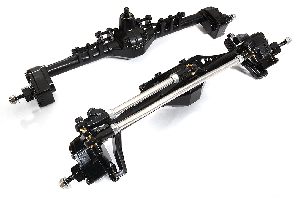 C30318BLACK Billet Machined Front & Rear Axle Assembly for Axial 1/10 SCX10 II - Image 1