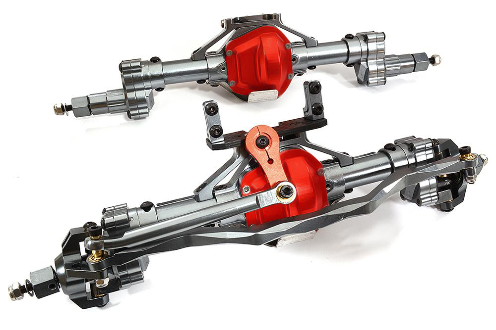 C30320GUN Billet Machined F & R Axle Assembly for 1/10 SCX10 Crawler w/ 4-Link Suspension - Image 1