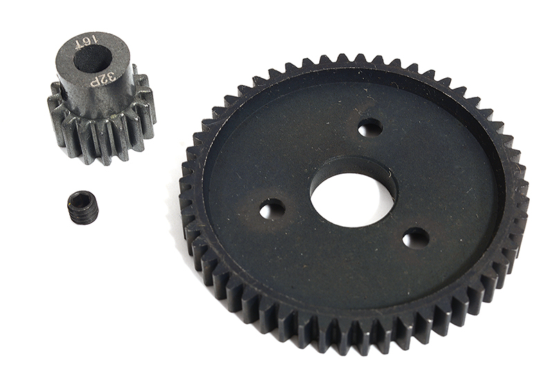 C30680 Steel 0.8M 32 Pitch 54T Spur+16T Pinion Set w/5mm for Most Traxxas 1/10 4X4 - Image 1