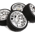 7 Y-Spoke Wheel & Tire Set for 1/10 Touring Car - Set of 4 Offset 6.5mm