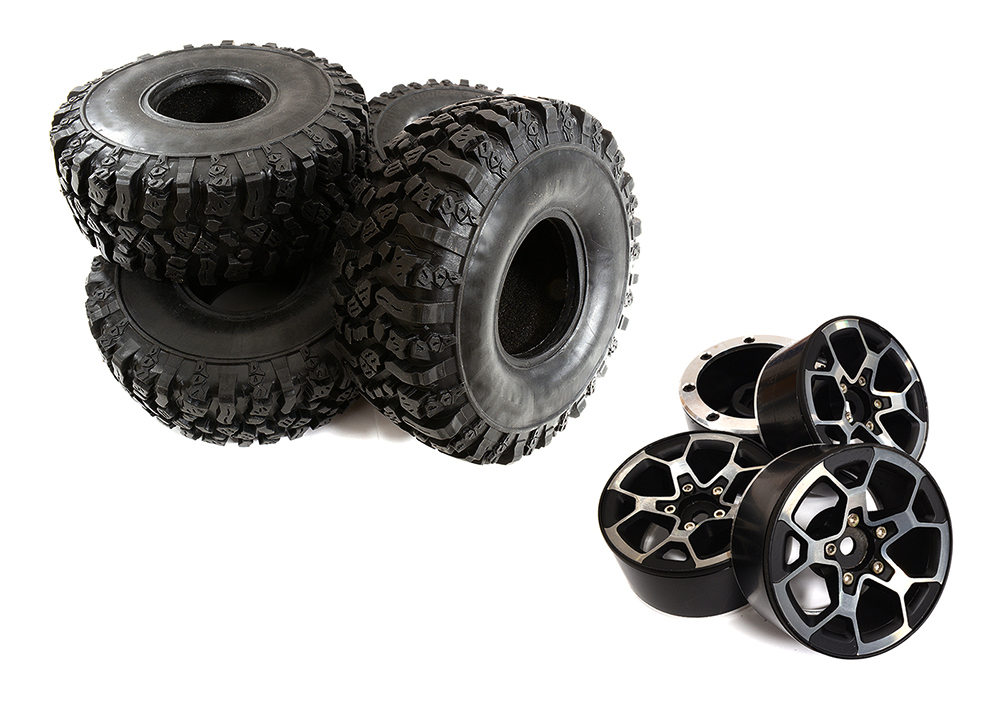 C30709 Billet Alloy 5Y Spoke 1.9 Wheel & Tire Set for Scale Crawler - 122mm O.D. - Image 1