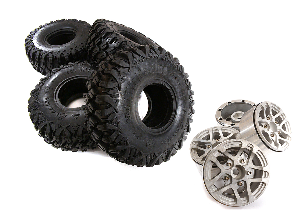 C30720 Billet Alloy 10 Spoke 1.9 Wheel & Tire (4) for Scale Crawler (O.D.=122mm) - Image 1
