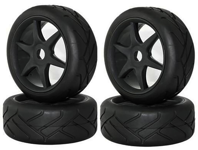 C30736 Rubber Tires, Wheels & Inserts TK02 Style w/ 17mm Hex for 1/8 Buggy Size 4pcs. - Image 1