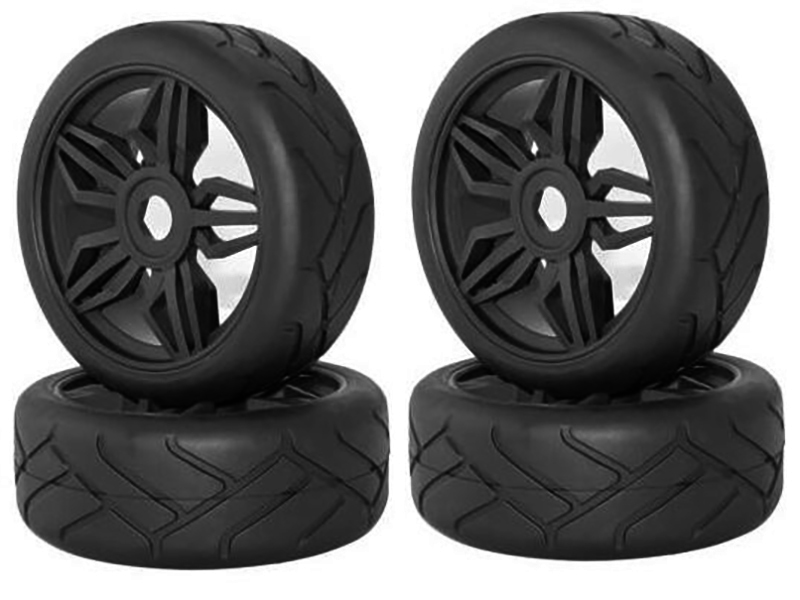C30738 Rubber Tires, Wheels & Inserts TK01 Style w/ 17mm Hex for 1/8 Buggy Size 4pcs. - Image 1