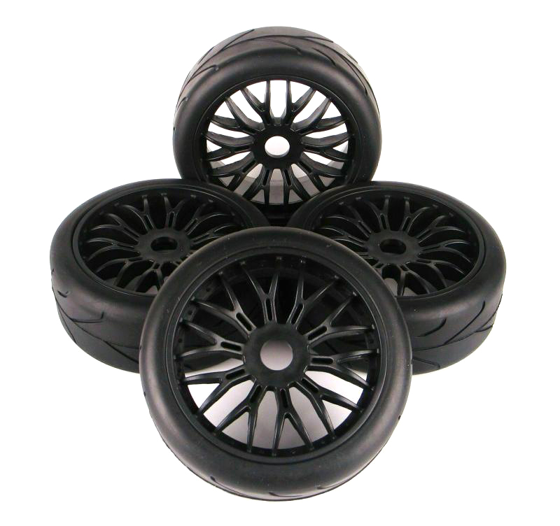 C30747 Rubber Tires, Wheels & Inserts TK11 Style w/ 17mm Hex for 1/8 Buggy Size 4pcs. - Image 1