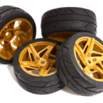 5 Spoke Complete Wheel & Tire Set (4) for 1/10 Touring Car W=26mm Offset 3.5mm