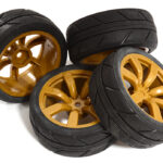 7 Spoke Complete Wheel & Tire Set (4) for 1/10 Touring Car W=26mm Offset 3.5mm