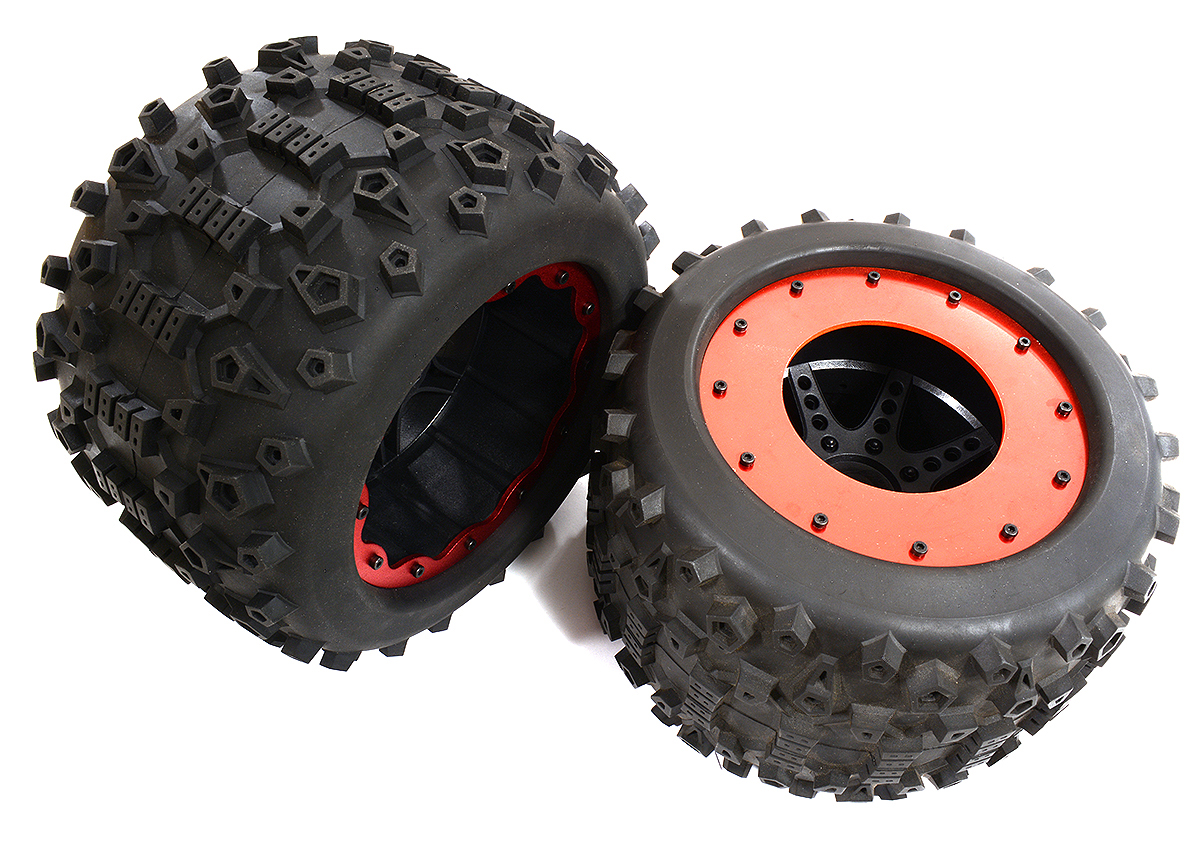 C30839 Tires, Wheels & Inserts TK17 w/ 17mm Hex for Monster Truck Size 2pcs OD=155mm - Image 1