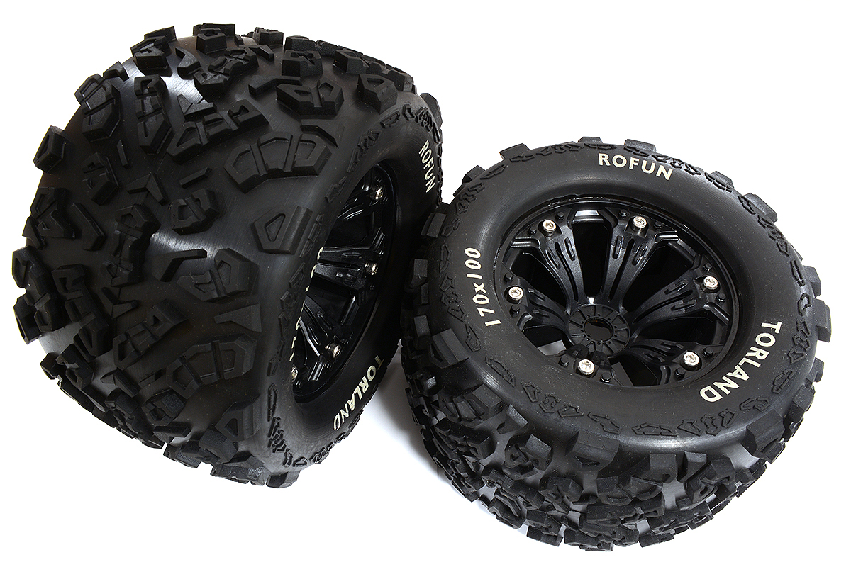 C30845 Tires, Wheels & Inserts TK23 w/ 17mm Hex for Monster Truck Size 2pcs OD=160mm - Image 1