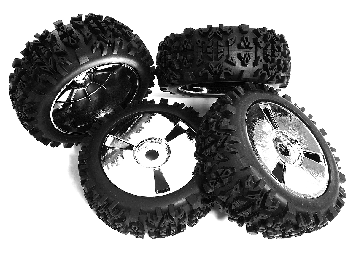 C30856 Tires, Wheels & Inserts TK34 Style w/ 17mm Hex for 1/8 Buggy Size 4pcs OD=120mm - Image 1