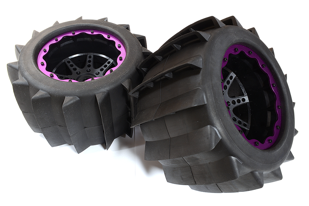 C30865 Tires, Wheels & Inserts TK43 w/17mm Hex for 1/8 Monster Truck Size 2pcs OD=170mm - Image 1