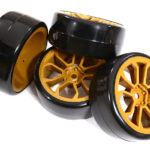 10 Spoke Wheel & Tire Set (4) for Drift Racing (O.D.=62mm) W=26mm Offset 3.5mm