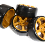 5 Spoke Wheel & Tire Set (4) for Drift Racing (O.D.=62mm) W=26mm Offset 2.5mm