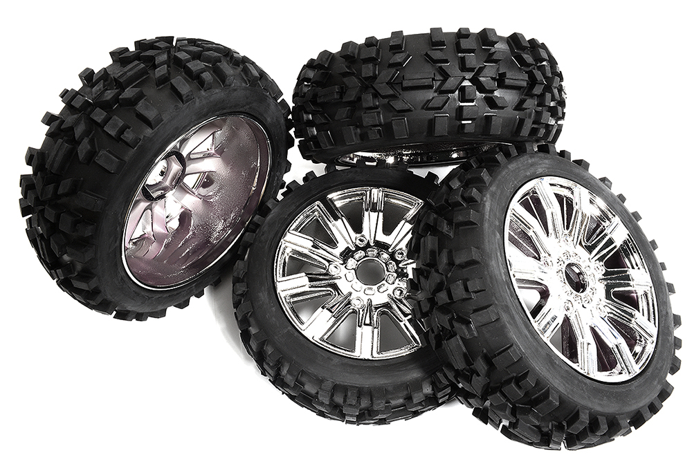 C30886 Tires, Wheels & Inserts TK52 Style w/ 17mm Hex for 1/8 Buggy Size 4pcs OD=120mm - Image 1