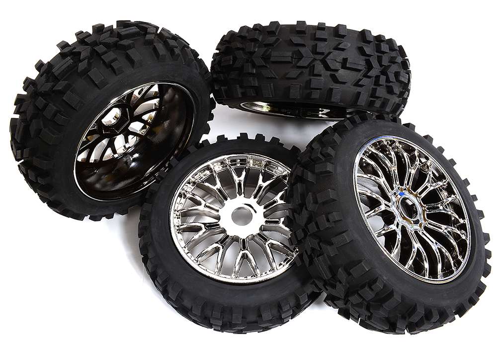 C30887 Tires, Wheels & Inserts TK53 Style w/ 17mm Hex for 1/8 Buggy Size 4pcs OD=120mm - Image 1
