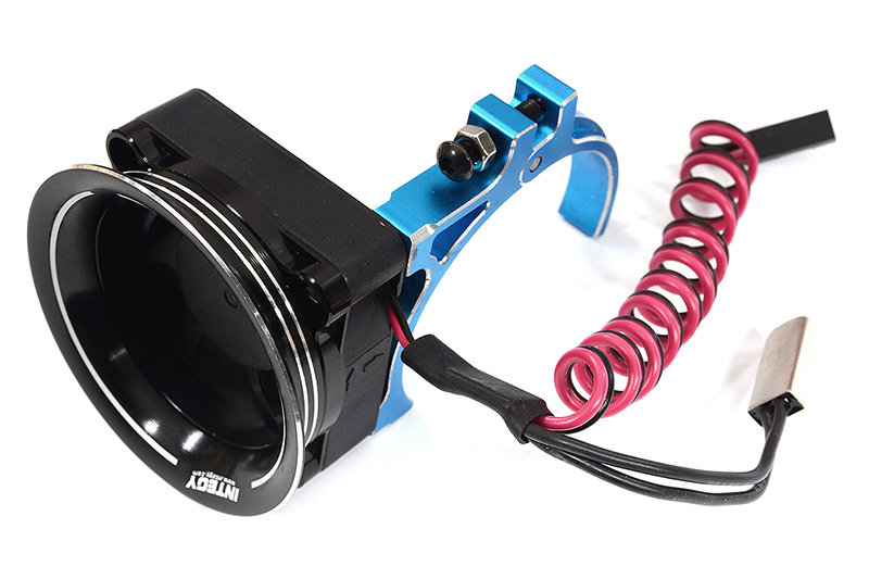 C30952BLUE Thermo Controlled 40x40mm Fan w/ Intake Ram Funnel for 40-42mm Motor, 1/8 & 1/10 - Image 1