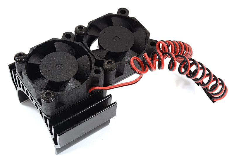 C30954BLACK 36mm Motor Heatsink + Twin 30x30mm Fan w/ Intake Ram Funnel for 1/10 Scale - Image 1