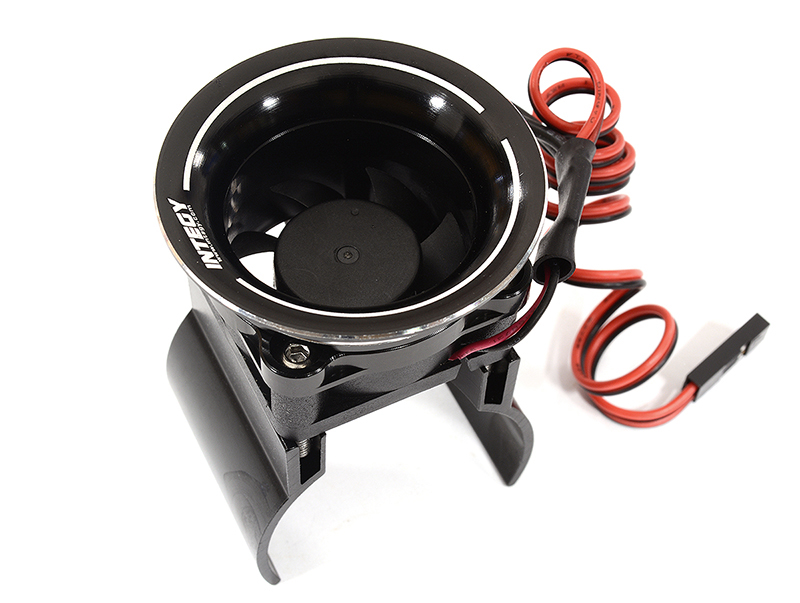 C30955BLACK Thermo Controlled 30x30mm Fan w/ Intake Ram Funnel for 36mm Motor, 1/10 RC - Image 1