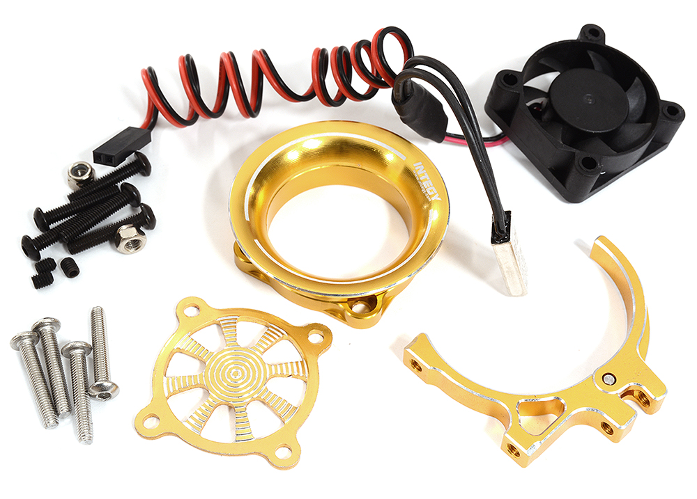 C30959GOLD Thermo Controlled 30x30mm Fan w/ Intake Ram Funnel for 35-36mm Motor 540 & 550 - Image 1