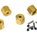 12mm Hex Wheel (4) Hub Brass 10mm Thick for Axial SCX-10, Wraith & CC01 Crawler