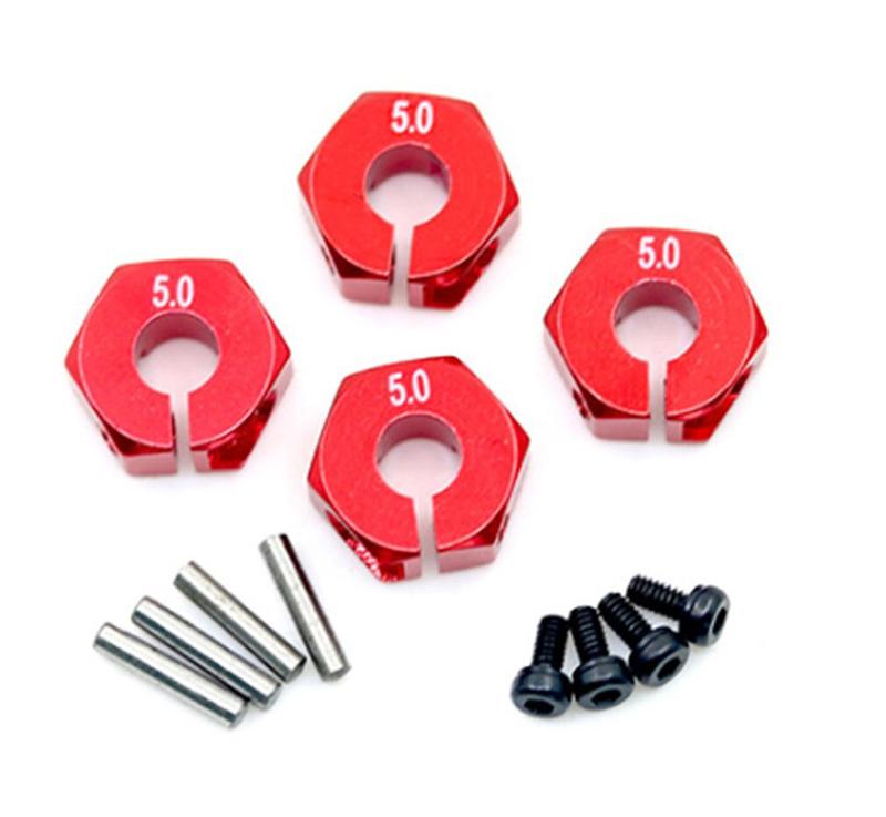 C31080RED 12mm Hex Wheel (4) Hub 5mm Thick for 1/10 Traxxas, Axial, Tamiya, Drift & TC - Image 1