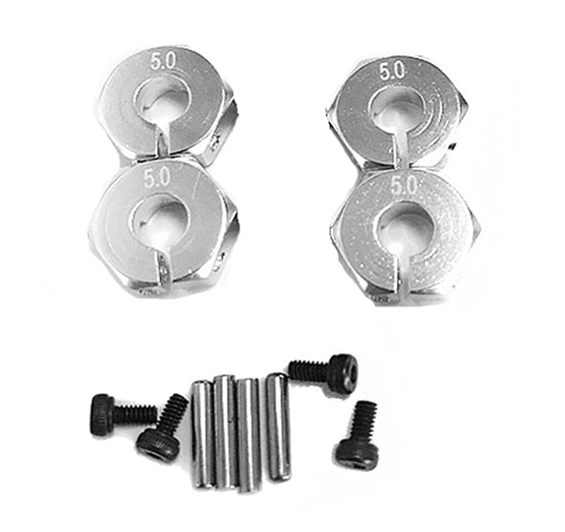 C31080SILVER 12mm Hex Wheel (4) Hub 5mm Thick for 1/10 Traxxas, Axial, Tamiya, Drift & TC - Image 1