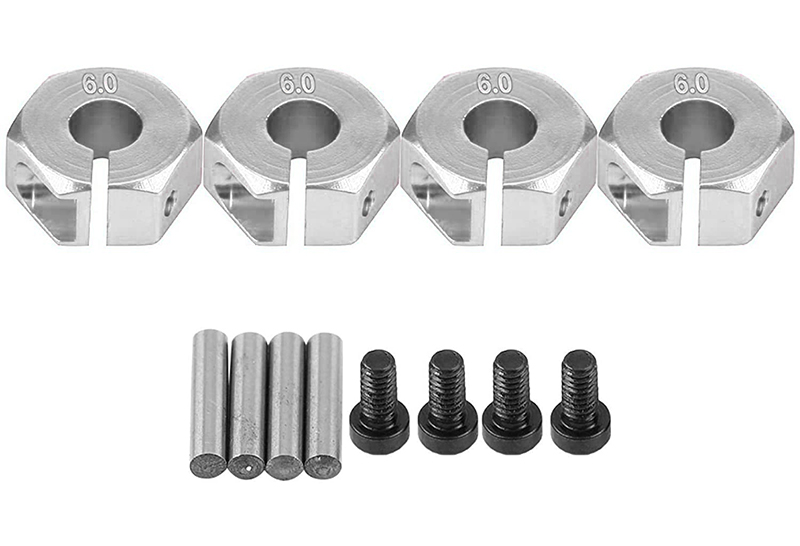 C31081SILVER 12mm Hex Wheel (4) Hub 6mm Thick for 1/10 Traxxas, Axial, Tamiya, Drift & TC - Image 1