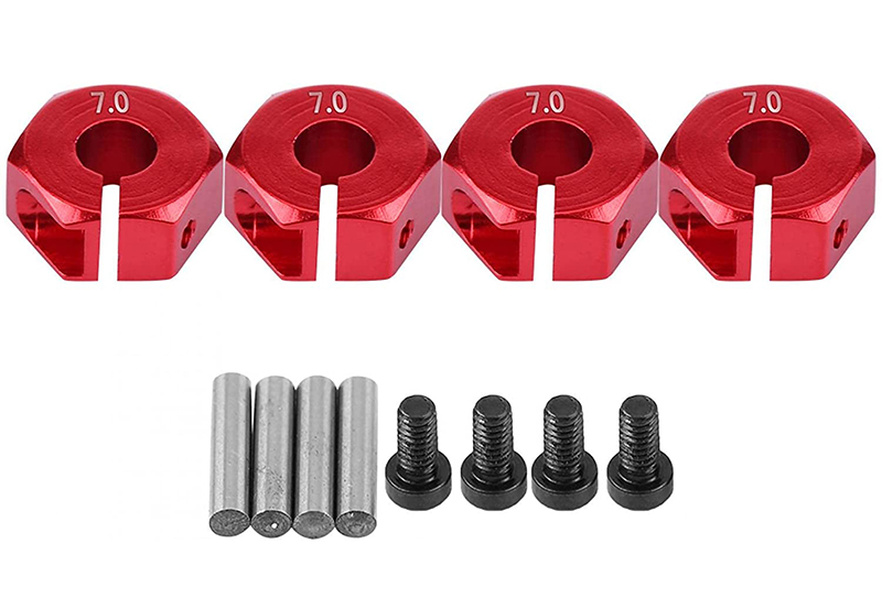 C31082RED 12mm Hex Wheel (4) Hub 7mm Thick for 1/10 Traxxas, Axial, Tamiya, Drift & TC - Image 1