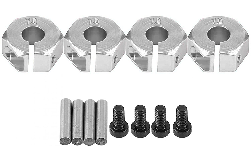 C31082SILVER 12mm Hex Wheel (4) Hub 7mm Thick for 1/10 Traxxas, Axial, Tamiya, Drift & TC - Image 1
