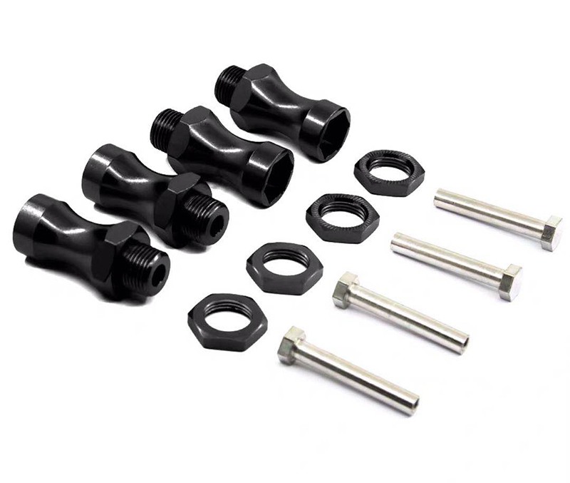 C31085BLACK 12-to-17mm Conversion Alloy Hex Wheel (4) Hub +25mm Offset for 1/10 Scale RC - Image 1