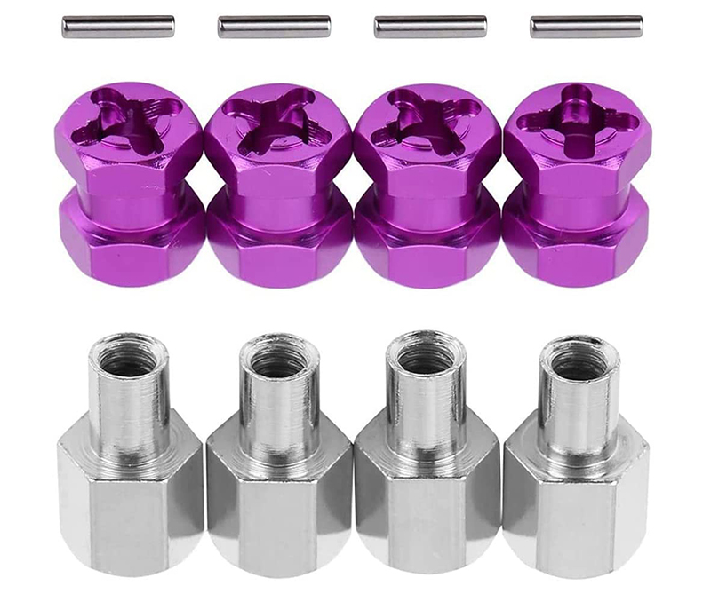 C31094PURPLE 12mm Hex Wheel (4) Hub 15mm Thick for 1/10 Scale Truck & Buggy - Image 1