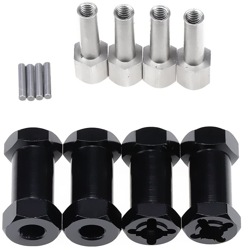 C31096BLACK 12mm Hex Wheel (4) Hub 25mm Thick for 1/10 Scale Truck & Buggy - Image 1