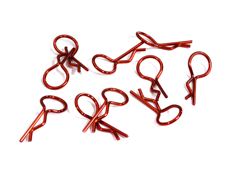 C31151RED Color Bent-Up Body Clips (10) for 1/10 RC Cars & Trucks (LxW=24x11mm) - Image 1