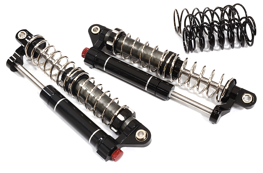 C31282BLACK Realistic Billet Machined Dual Shock Set (2) for 1/10 Off-Road Crawler (L=90mm) - Image 1