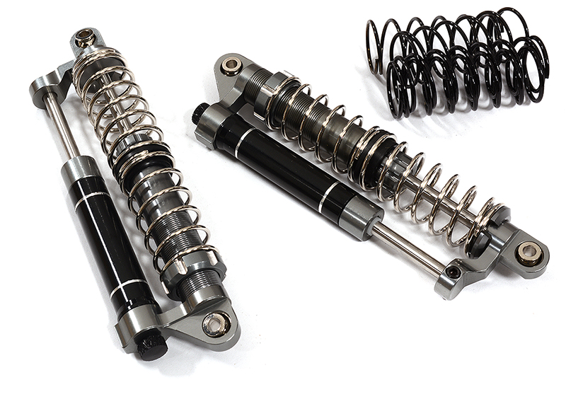 C31282GUN Realistic Billet Machined Dual Shock Set (2) for 1/10 Off-Road Crawler (L=90mm) - Image 1