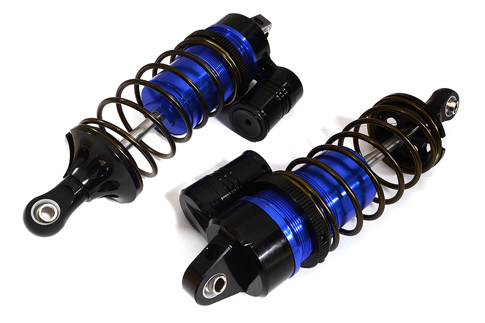 C31328BLUE Blue Billet Machined Piggyback Front Shocks for Losi 1/5 Scale DBXL-E & 2.0 - Image 1