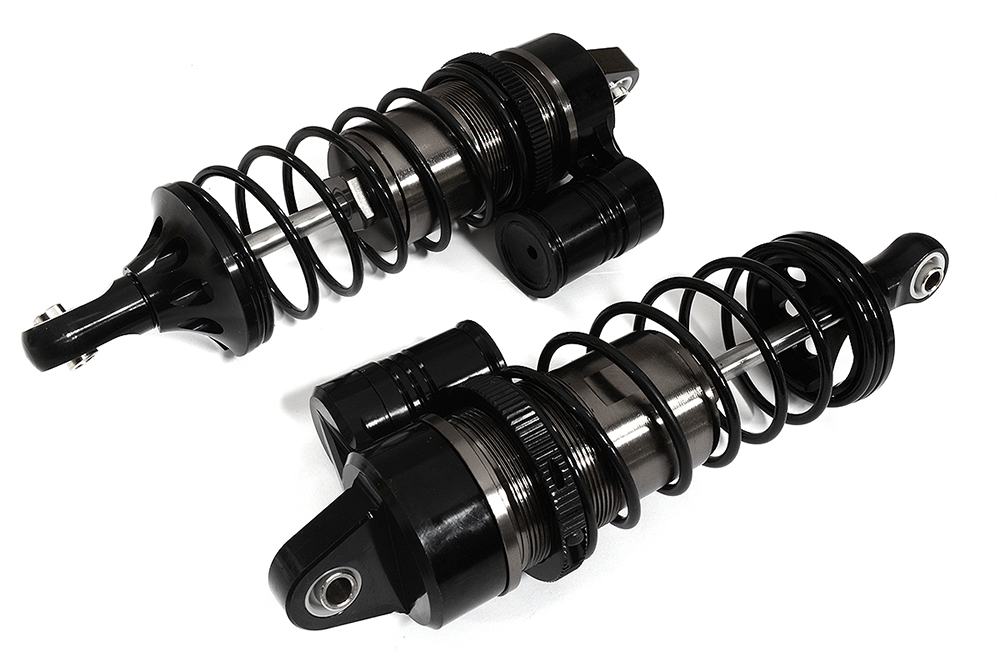 C31328GREY Grey Billet Machined Piggyback Front Shocks for Losi 1/5 Scale DBXL-E & 2.0 - Image 1