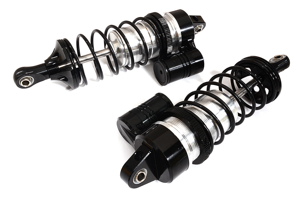 C31328SILVER Silver Billet Machined Piggyback Front Shocks for Losi 1/5 Scale DBXL-E & 2.0 - Image 1