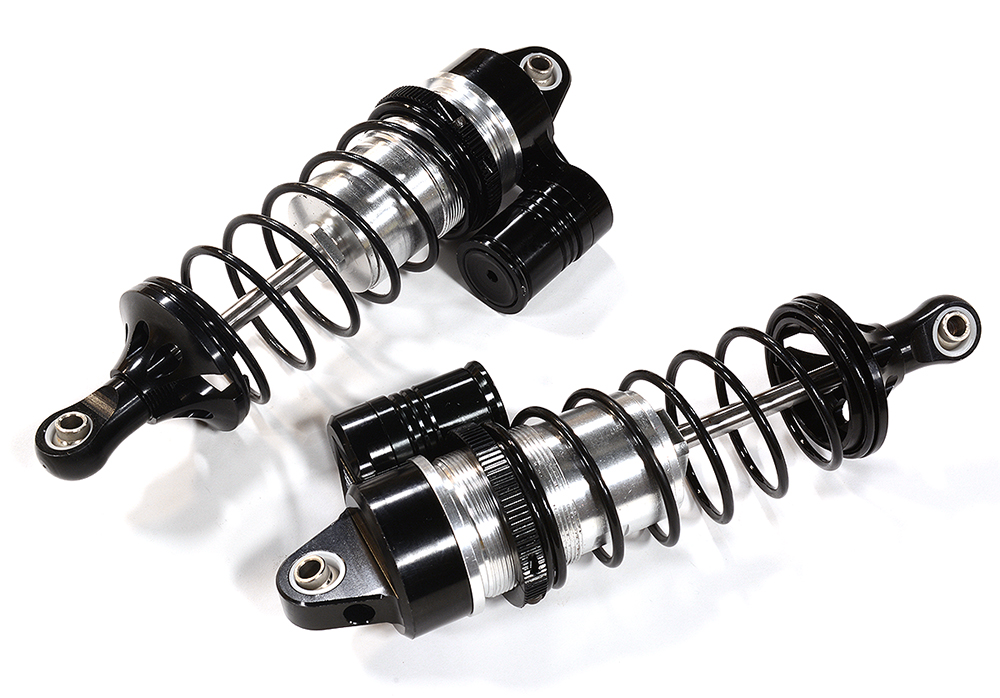 C31329SILVER Silver Billet Machined Piggyback Rear Shocks for Losi 1/5 DBXL-E & 2.0 - Image 1