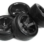 6 Spoke Wheel & Tire Set (4) for Drift Racing (O.D.=62mm) W=26mm Offset 6.5mm