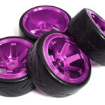 6 Spoke Wheel & Tire Set (4) for Drift Racing (O.D.=62mm) W=26mm Offset 6.5mm