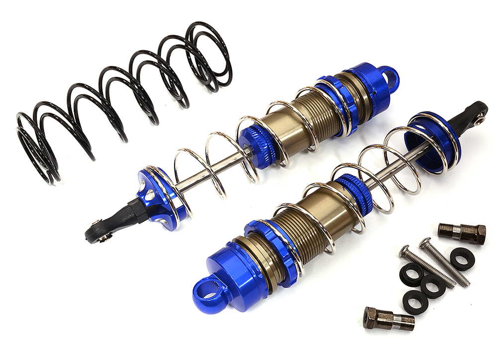 C31547BLUE Alloy Machined HD Big Bore Shocks (2) 122mm for 1/8 Scale Off-Road - Image 1