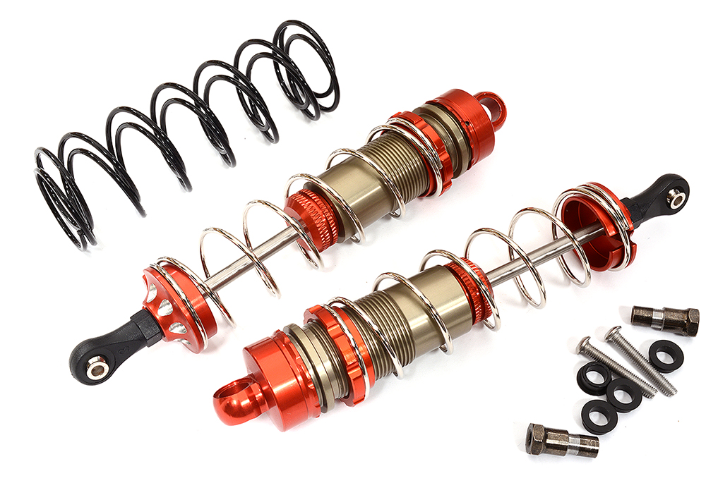 C31547RED Alloy Machined HD Big Bore Shocks (2) 122mm for 1/8 Scale Off-Road - Image 1