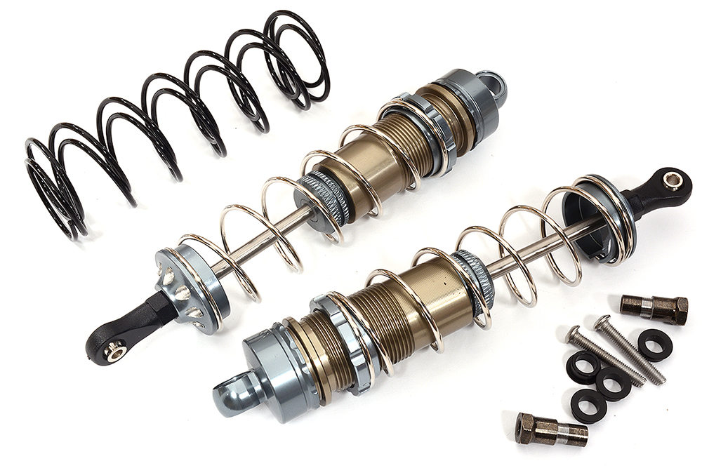 C31548GUN Alloy Machined HD Big Bore Shocks (2) 140mm for 1/8 Scale Off-Road - Image 1