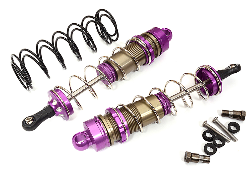 C31549PURPLE Alloy Machined HD Big Bore Shocks (2) 110mm for 1/8 Scale Off-Road - Image 1