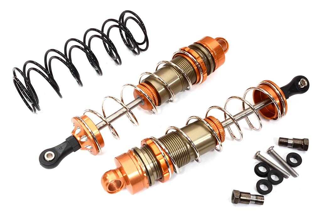 C31550ORANGE Alloy Machined HD Big Bore Shocks (2) 130mm for 1/8 Scale Off-Road - Image 1