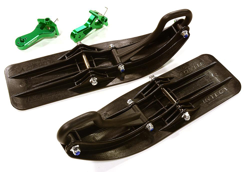 C31601GREEN Green Front Sled Ski Attachment Set for Losi 1/10 Lasernut U4 4WD RTR (for RWD) - Image 1